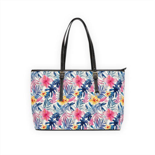 Tropical Floral PU Leather Shoulder Bag
