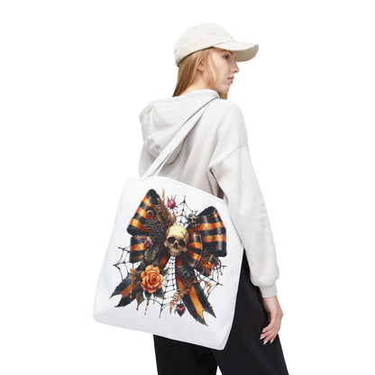 Halloween Skull & Ribbon Tote Bag