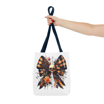 Halloween Skull & Ribbon Tote Bag
