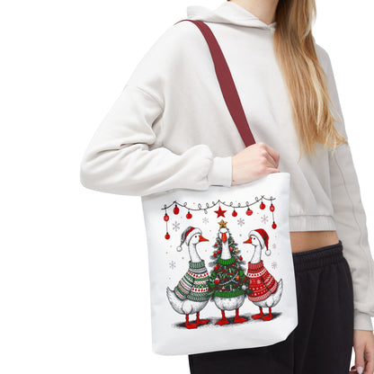 Festive Christmas Geese Tote Bag
