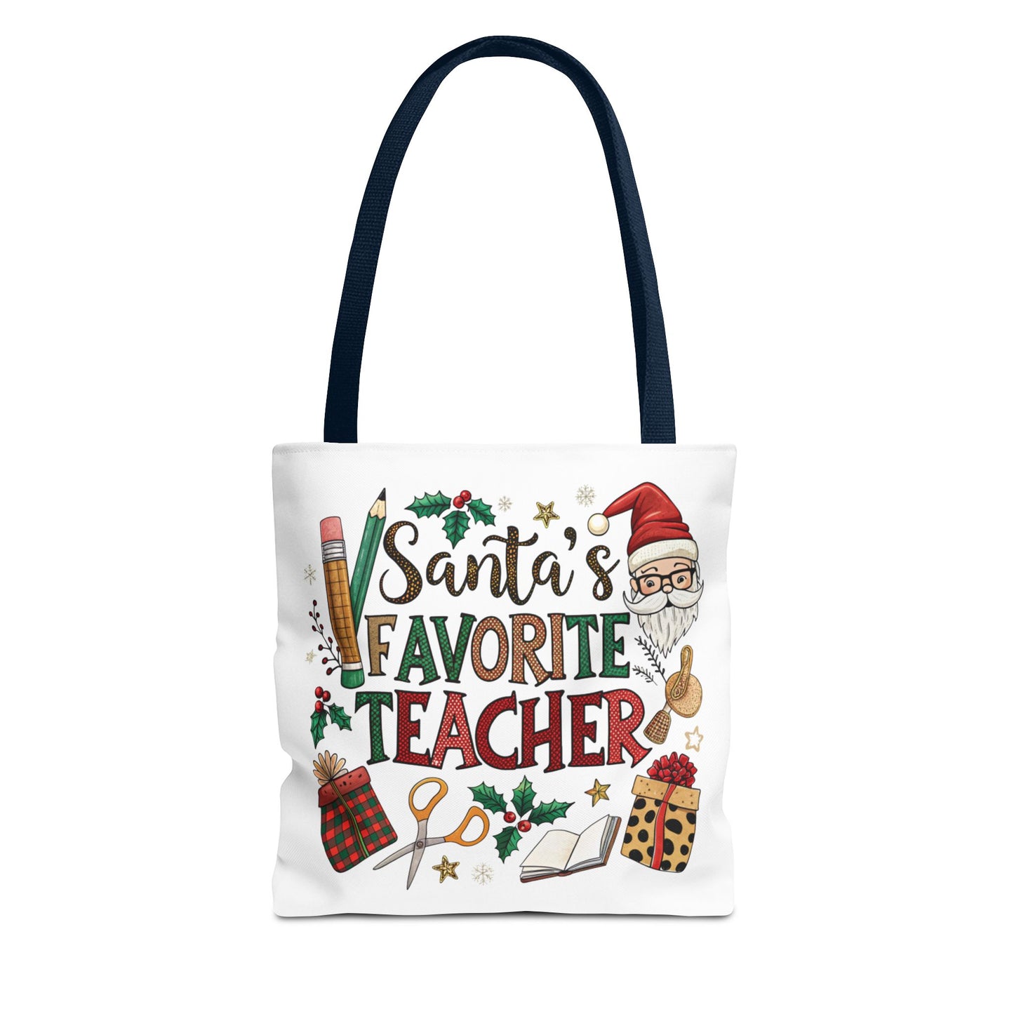 Santa's Favorite Teacher Tote Bag, Christmas Gift, Teacher Appreciation