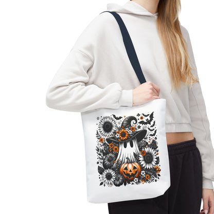 Whimsical Halloween Tote Bag, Pumpkin Ghost Design,